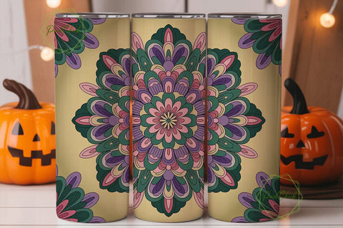 Boho Mandala Floral 20oz Tumbler Wrap Sublimation PixelChick 