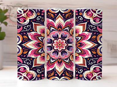 Boho Mandala Tribal Style Tumbler, Tribal Wrap, 20Oz Tumbler, Sublimation Design, Bohemian Style, Earthy Vibes, Mandala Pattern Sublimation Lara' s Designs 
