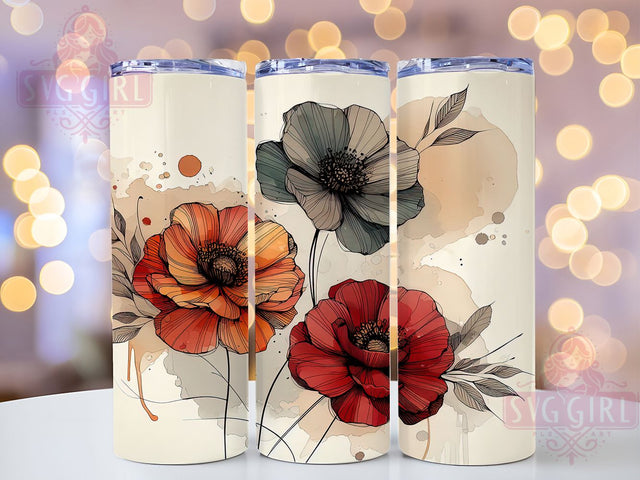 Boho Minimalist Floral Aesthetic Tumbler, Minimalist Tumbler, Floral Tumbler, Aesthetic Tumbler, Modern Boho Tumbler, 20oz Sublimation Wrap, Simple Elegant Tumbler Sublimation SvggirlplusArt 