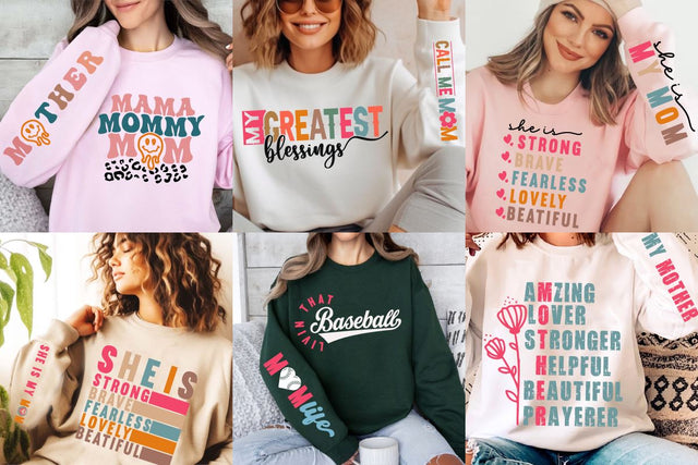 Boho Mom Svg Png Bundle, Mom Sleeve Shirt Design Svg, Positive Mama Quotes Svg Png, Mom Mama Life Svg, Coffee Mom Svg, Trendy Mom Shirt Png SVG BB Type Studios 