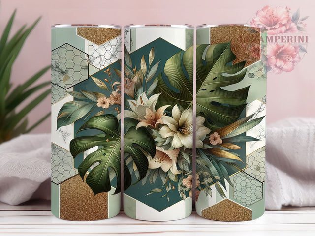 Boho Monstera Leaf 20oz Tumbler Wrap, Boho Decor, Monstera Leaf Design, Sublimation Wrap, 20oz Tumbler, Neutral Colors, Tropical Drinkware, Plant Lover Gift Sublimation Li Zamperini 