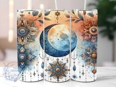 Boho Moon 20oz Skinny Tumbler, Celestial Tumbler Png, Straight & Tapered Tumbler Wrap, Instant Digital Download Sublimation ToriDesigns 