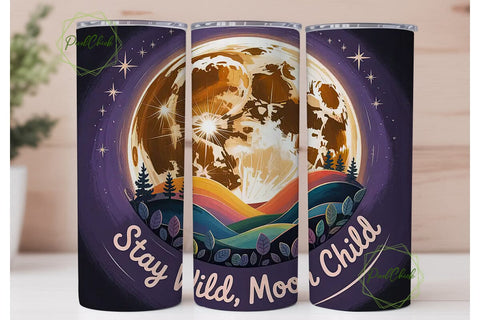 Boho Moon Child 20oz Tumbler Wrap Sublimation PixelChick 