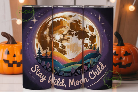 Boho Moon Child 20oz Tumbler Wrap Sublimation PixelChick 
