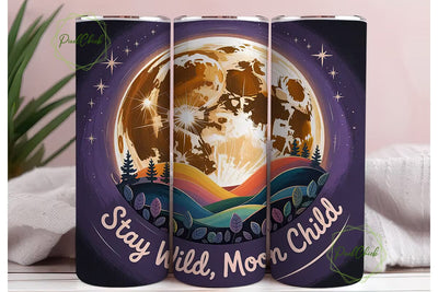 Boho Moon Child 20oz Tumbler Wrap Sublimation PixelChick 
