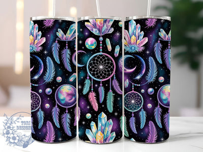 Boho Moon Crystal Dreamcatcher Tumbler, Moon Crystal Cup, 20Oz Tumbler Wrap, Bohemian Style Drinkware, Sublimation Tumbler Design, Spiritual Moon Mug, Crystal Dreamcatcher Cup Sublimation ToriDesigns 