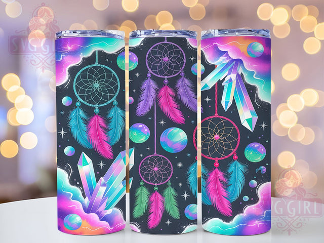 Boho Moon Dreamcatcher Tumbler, Moon Crystal Design, Boho Moon Pattern, 20Oz Sublimation Wrap, Mystic Crystal Art, Dreamcatcher Moon Texture, Tumbler Sublimation Sublimation SvggirlplusArt 