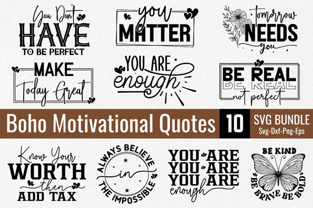 Boho Motivational Quotes SVG Design Bundle SVG Regulrcrative 