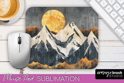 Boho Mouse Pad, Minimalist Landscape Mousepad Sublimation Sublimation OrangeBrushStudio 