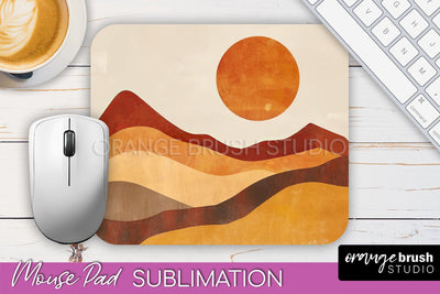 Boho Mouse Pad, Minimalist Landscape Mousepad Sublimation Sublimation OrangeBrushStudio 