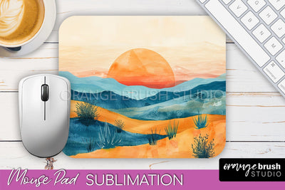 Boho Mouse Pad, Minimalist Landscape Mousepad Sublimation Sublimation OrangeBrushStudio 