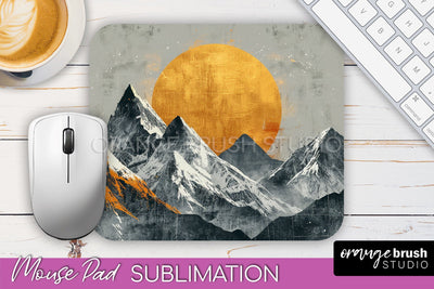 Boho Mouse Pad, Minimalist Landscape Mousepad Sublimation Sublimation OrangeBrushStudio 