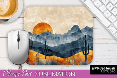 Boho Mouse Pad, Minimalist Landscape Mousepad Sublimation Sublimation OrangeBrushStudio 