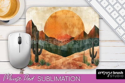Boho Mouse Pad, Minimalist Landscape Mousepad Sublimation Sublimation OrangeBrushStudio 