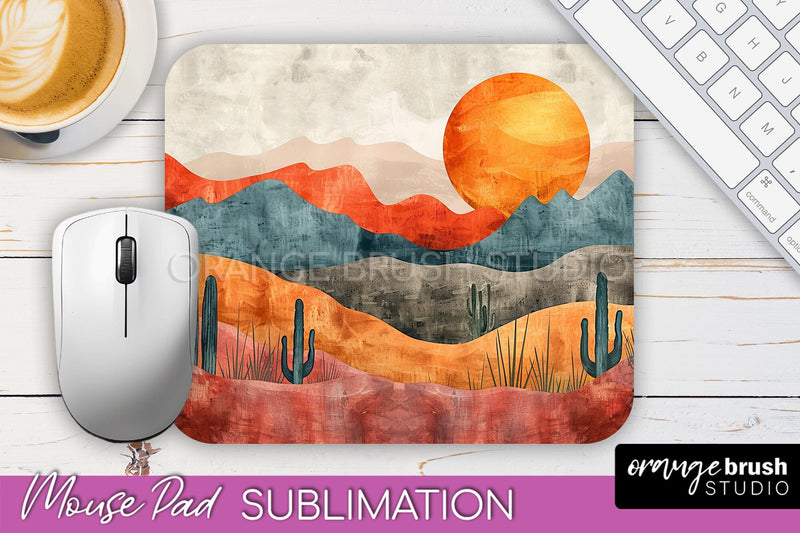 Boho Mouse Pad, Minimalist Landscape Mousepad Sublimation Sublimation OrangeBrushStudio 