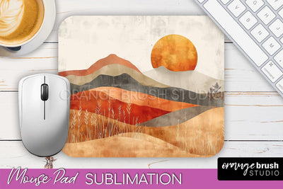 Boho Mouse Pad, Minimalist Landscape Mousepad Sublimation Sublimation OrangeBrushStudio 