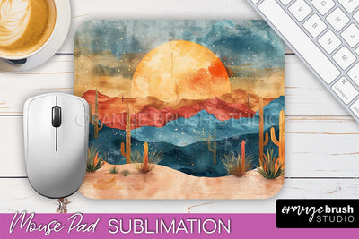 Boho Mouse Pad, Minimalist Landscape Mousepad Sublimation Sublimation OrangeBrushStudio 