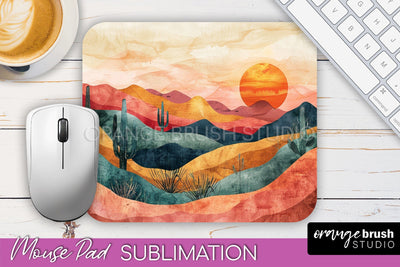 Boho Mouse Pad, Minimalist Landscape Mousepad Sublimation Sublimation OrangeBrushStudio 