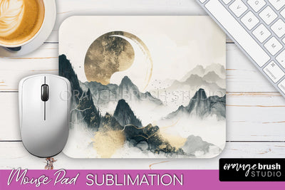 Boho Mouse Pad, Minimalist Landscape Mousepad Sublimation Sublimation OrangeBrushStudio 