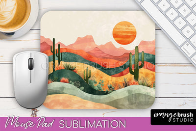 Boho Mouse Pad, Minimalist Landscape Mousepad Sublimation Sublimation OrangeBrushStudio 