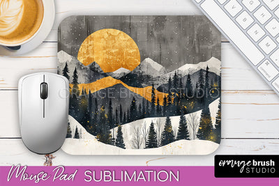 Boho Mouse Pad, Minimalist Landscape Mousepad Sublimation Sublimation OrangeBrushStudio 