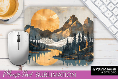 Boho Mouse Pad, Minimalist Landscape Mousepad Sublimation Sublimation OrangeBrushStudio 
