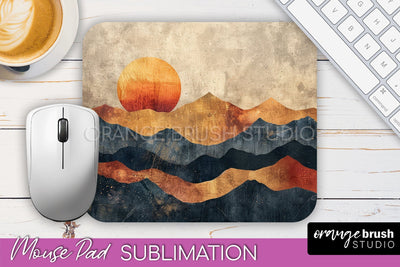 Boho Mouse Pad, Minimalist Landscape Mousepad Sublimation Sublimation OrangeBrushStudio 