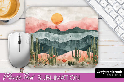 Boho Mouse Pad, Minimalist Landscape Mousepad Sublimation Sublimation OrangeBrushStudio 