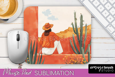 Boho Mouse Pad, Minimalist Landscape Mousepad Sublimation Sublimation OrangeBrushStudio 
