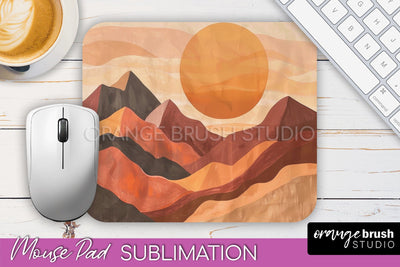 Boho Mouse Pad, Minimalist Landscape Mousepad Sublimation Sublimation OrangeBrushStudio 
