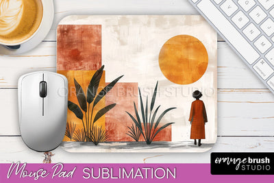 Boho Mouse Pad, Minimalist Landscape Mousepad Sublimation Sublimation OrangeBrushStudio 