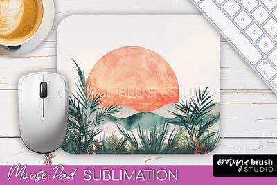 Boho Mouse Pad, Minimalist Landscape Mousepad Sublimation Sublimation OrangeBrushStudio 