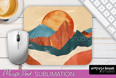 Boho Mouse Pad, Minimalist Landscape Mousepad Sublimation Sublimation OrangeBrushStudio 