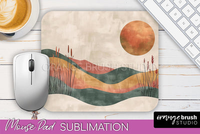 Boho Mouse Pad, Minimalist Landscape Mousepad Sublimation Sublimation OrangeBrushStudio 