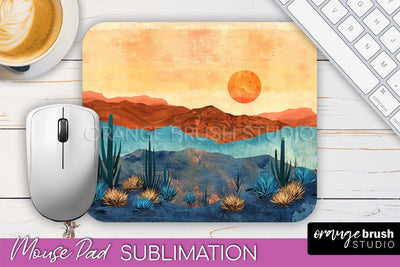Boho Mouse Pad, Minimalist Landscape Mousepad Sublimation Sublimation OrangeBrushStudio 