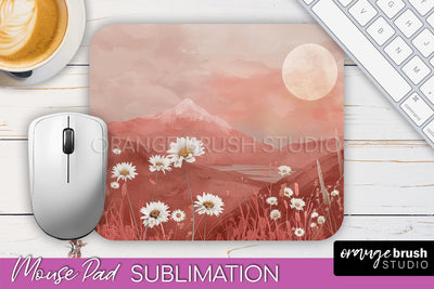 Boho Mouse Pad, Minimalist Landscape Mousepad Sublimation Sublimation OrangeBrushStudio 