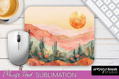 Boho Mouse Pad, Minimalist Landscape Mousepad Sublimation Sublimation OrangeBrushStudio 