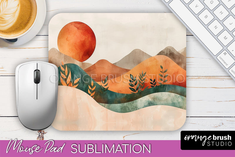 Boho Mouse Pad, Minimalist Landscape Mousepad Sublimation Sublimation OrangeBrushStudio 