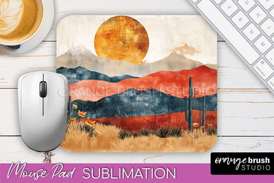 Boho Mouse Pad, Minimalist Landscape Mousepad Sublimation Sublimation OrangeBrushStudio 