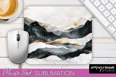 Boho Mouse Pad, Minimalist Landscape Mousepad Sublimation Sublimation OrangeBrushStudio 
