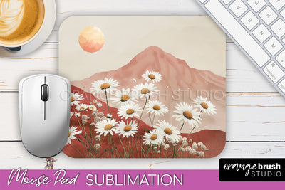 Boho Mouse Pad, Minimalist Landscape Mousepad Sublimation Sublimation OrangeBrushStudio 