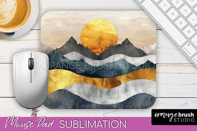 Boho Mouse Pad, Minimalist Landscape Mousepad Sublimation Sublimation OrangeBrushStudio 