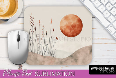 Boho Mouse Pad, Minimalist Landscape Mousepad Sublimation Sublimation OrangeBrushStudio 
