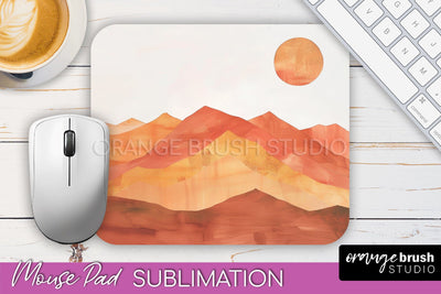 Boho Mouse Pad, Minimalist Landscape Mousepad Sublimation Sublimation OrangeBrushStudio 