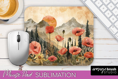 Boho Mouse Pad, Minimalist Landscape Mousepad Sublimation Sublimation OrangeBrushStudio 