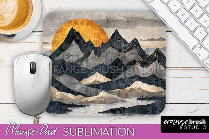 Boho Mouse Pad, Minimalist Landscape Mousepad Sublimation Sublimation OrangeBrushStudio 