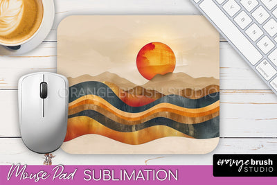 Boho Mouse Pad, Minimalist Landscape Mousepad Sublimation Sublimation OrangeBrushStudio 