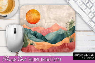 Boho Mouse Pad, Minimalist Landscape Mousepad Sublimation Sublimation OrangeBrushStudio 