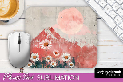 Boho Mouse Pad, Minimalist Landscape Mousepad Sublimation Sublimation OrangeBrushStudio 