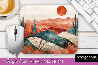 Boho Mouse Pad, Minimalist Landscape Mousepad Sublimation Sublimation OrangeBrushStudio 